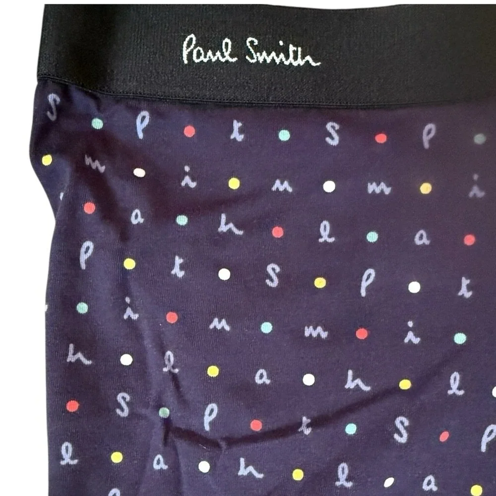 Paul Smith Mens XXL Boxer Briefs Organic Cotton Trunk Navy Blue Polka Dots New